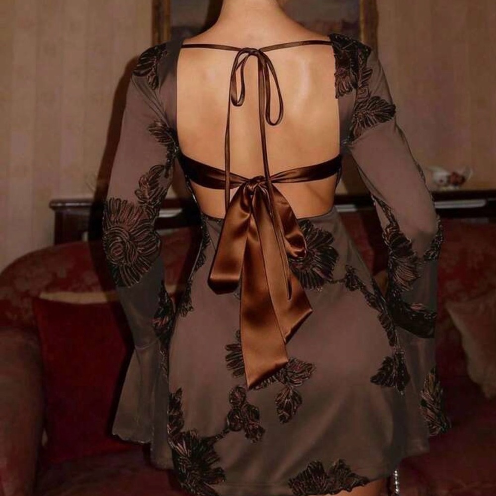 Brown Floral Mini Dress